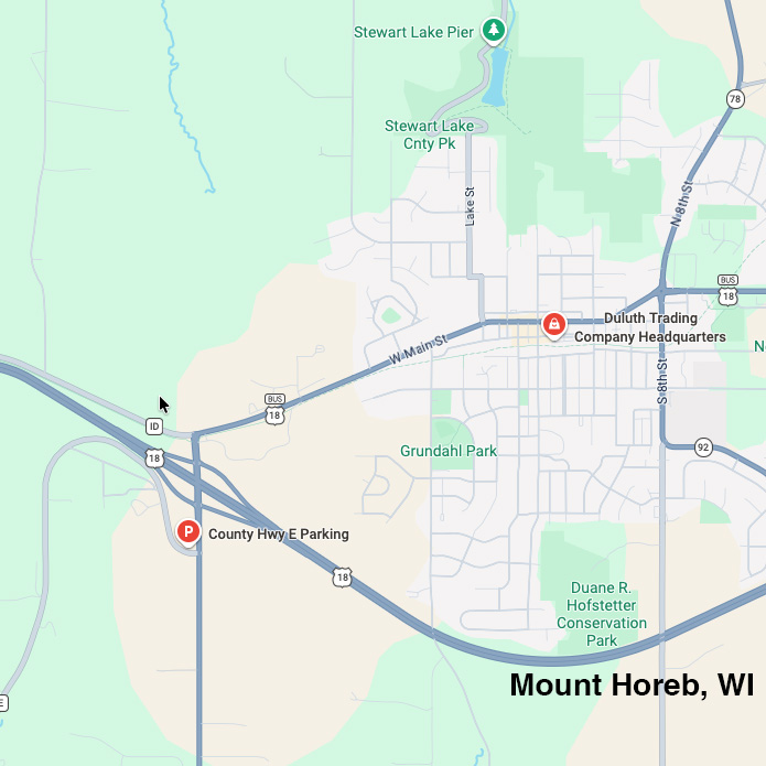 Bus Shuttle Map stopping at Duluth Trading Headquarters parking lot and park-and-ride facility